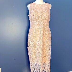 Bisou Bisou- Michele Boubot,  size 10, pink lace sleeveless dress with lining